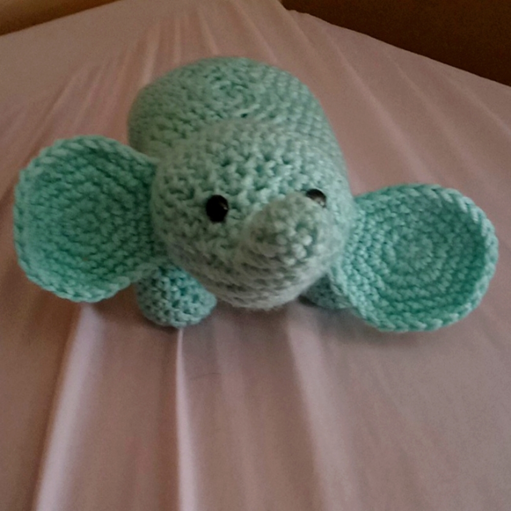 Small Blue Crochet Elephant